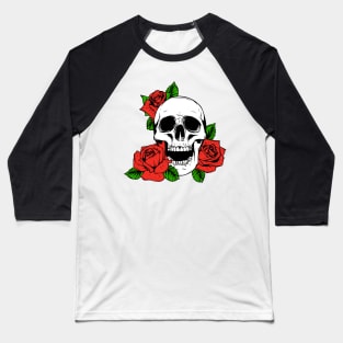 Funny Skull Flower Baseball T-Shirt